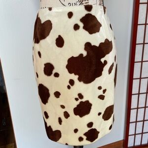 Apostrophe Brown and Cream Cow Print Skirt, Size 10